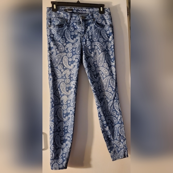 Kut From The Kloth Eva Ankle Skinny Bandana Print Jeans Size 2 - Picture 2 of 11
